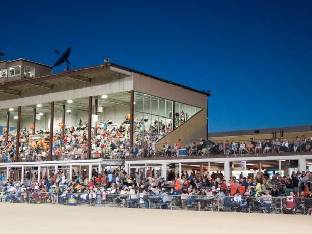 Hanover Raceway grandstand in the evening